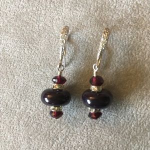 Classy Purple Beaded and Rhinestone Earrings